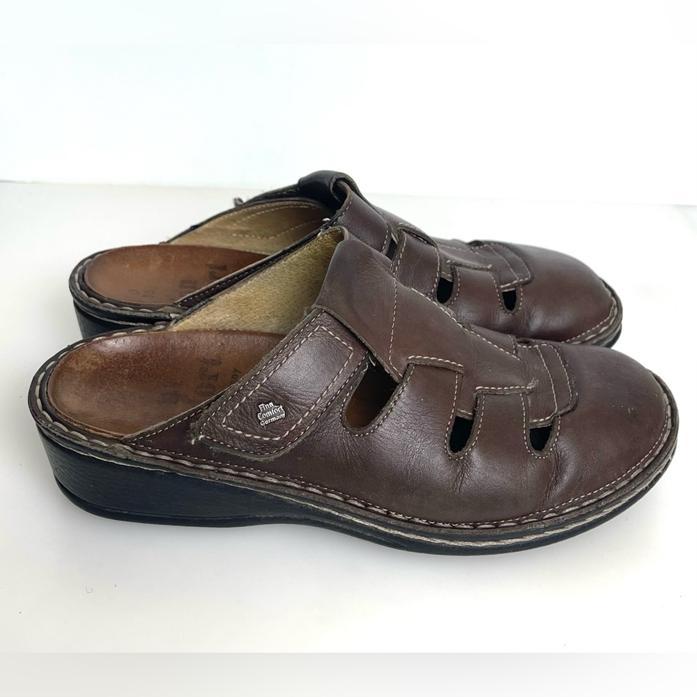 Finn Comfort Leather Java Dark Brown Mules Clogs Slides Size 36 Or 6 Germany